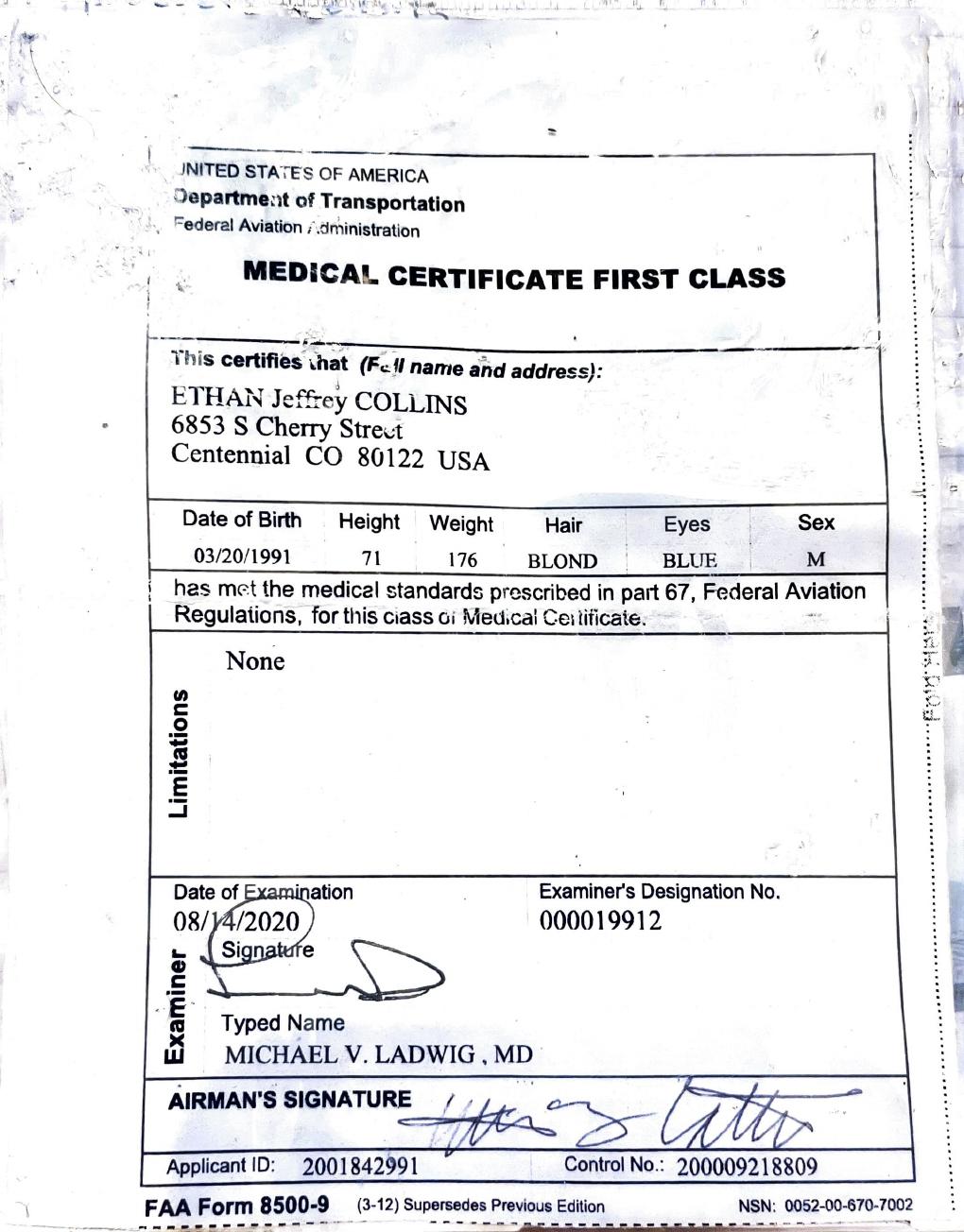 FAA medical certificate